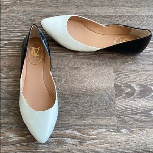 Vince Camuto black and white flats pointy toe